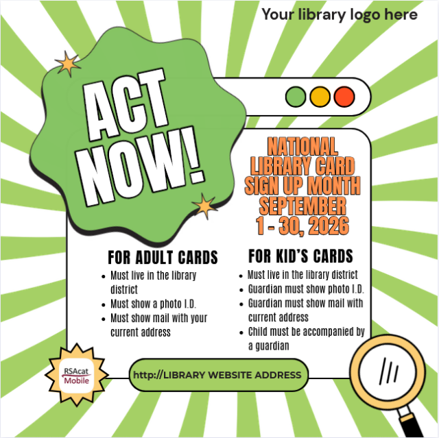 Promotional image for national library sign up month